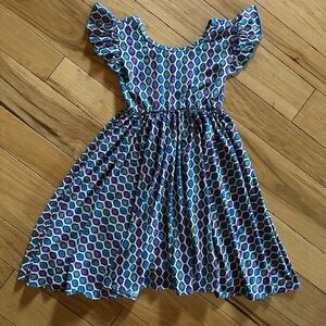 Dot Dot Smile Blue Sundress with Flutter Sleeves and Scoop Neck